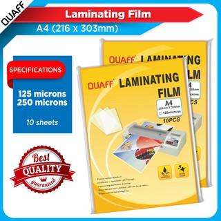 QUAFF Laminating Film A4 216x303mm (10 pcs per pack) || 125 Microns & 250 Microns