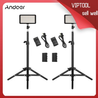 Andoer LED Video Light Kit include 2pcs W228 3200K/6000K Bi-