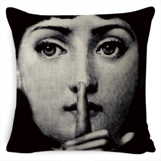 Ruowan 18'' Vintage Piero Fornasetti Face Cotton Linen Pillow Case Waist Cushion Cover