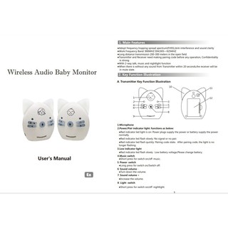 wireless audio Baby Monitor with Music Night light V30 Portable Digital Sensitive Transmission Two W (6)