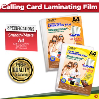 A4 Size Calling Card QUAFF Laminating Film 30micron Hot lamination Process (100 sheets / pack)