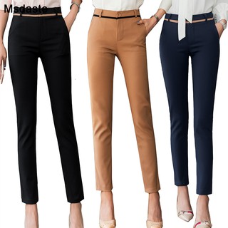 Women Pants Fashion 2020 Spring High Waist Office Lady Trousers Workwear Ankle-length Casual Woman S