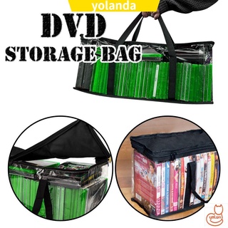 YOLA 53*16*13cm Holds Up 40DVDs With Handle CDPVC Organizer Protective Storage Bag Portable Transparent Zipper Oxford Cloth 40 Discs Dustproof DVD