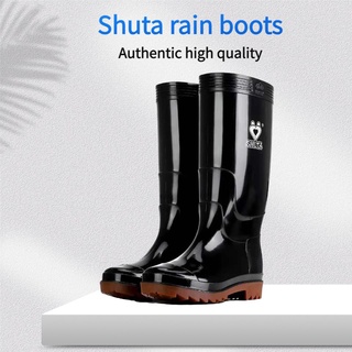 COD!!!✉﹊ﺴMen's high-top Shuta black rain boots high quality
