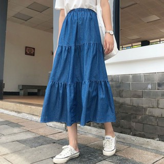 Denim Maxi Skirt Maong Long Skirt Korean Fashion Casual Skirts