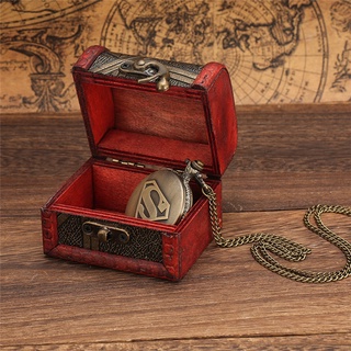 Vintage Wooden Jewelry Storage Box Pocket Watch Holder Display Case
