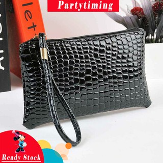 【♊️Ready Stock】Women Crocodile Leather Clutch Handbag (2)