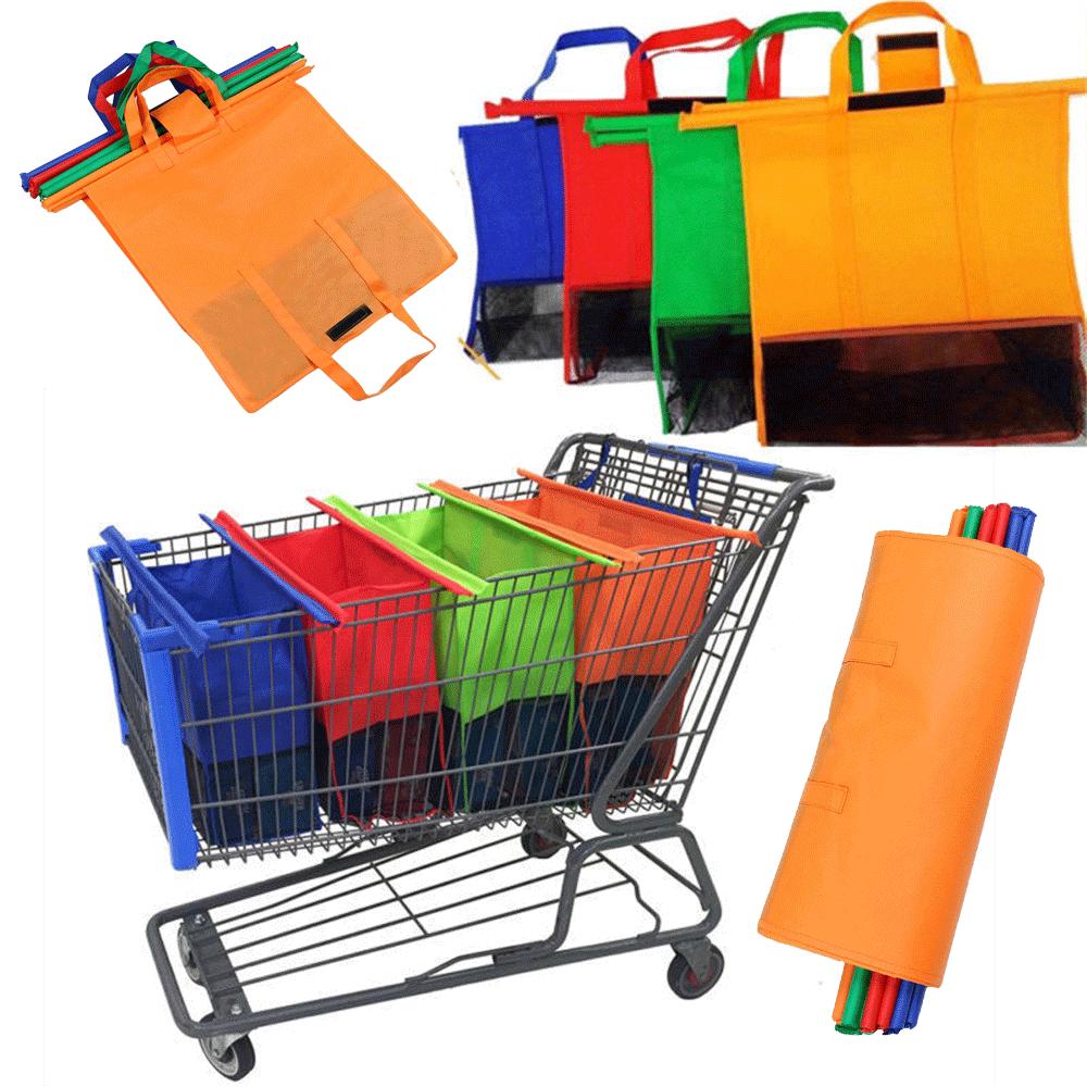 {Authentic}【Ready Stock】 Reusable Shopping Bags Eco Foldable Trolley Tote Grocery Cart Storage - Set