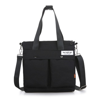 W633 Double Exterior Pocket Canvas Totes Women Casual Shoulder Bag Foldable Shopping Bags Beach Bag (3)