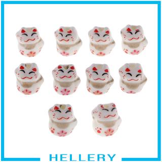 [HELLERY] 10pcs Cute Lucky Cat Ceramic Charm Beads Porcelain Loose Spacer Beads Crafts (3)