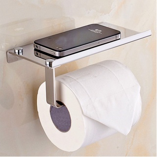 Wall Mount Toilet Paper Holder with Phone Shelf 304 Stainless Steel Toilet Paper Roll Holder Tissue