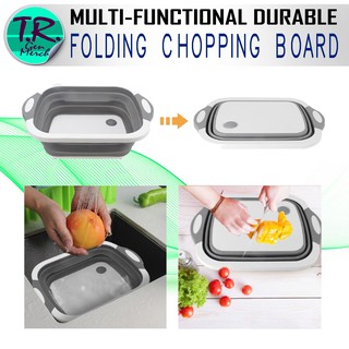 Multifunction Collapsible Chopping Board Strainer Vegetable Basket Portable Wash
