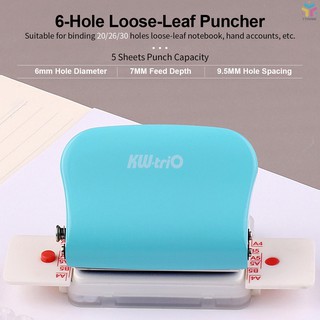 ۞fast shipping KW-trio 6-Hole Paper Punch Handheld Metal Hole Puncher 5 Sheet Capacity 6mm for A4 A5 (5)