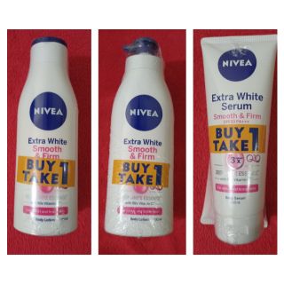Nivea extra whitening smooth & Firm lotion 250ml.am or extrawhitening serum with SPF33 200ml