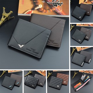 Mens Short Wallet Fashion Ultra-thin Wallet Multi-card Slots Tri-Fold Zipper Horizontal Business Soft Wallet